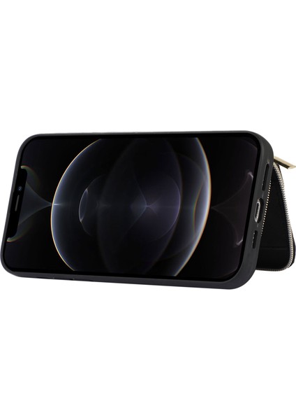 Apple iPhone12/12 Pro Cep Telefonu Kılıfı Pu Deri+Tpu Yumru Köpek Kapağı Black (Yurt Dışından)
