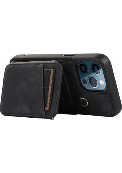 Apple iPhone12/12 Pro Cep Telefonu Kılıfı Pu Deri+Tpu Yumru Köpek Kapağı Black (Yurt Dışından)