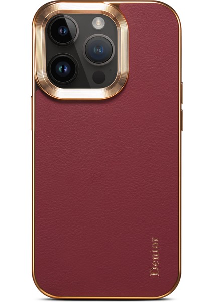 Apple iPhone13 Pro Electroclating Geri Kapak Orijinal Inek Deri Kaplamalı Pc Koruyucu Telefon Kasası (Yurt Dışından)