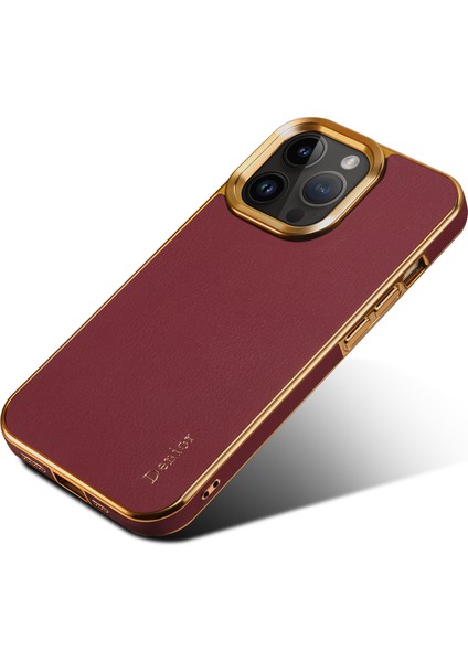 Apple iPhone13 Pro Electroclating Geri Kapak Orijinal Inek Deri Kaplamalı Pc Koruyucu Telefon Kasası (Yurt Dışından)
