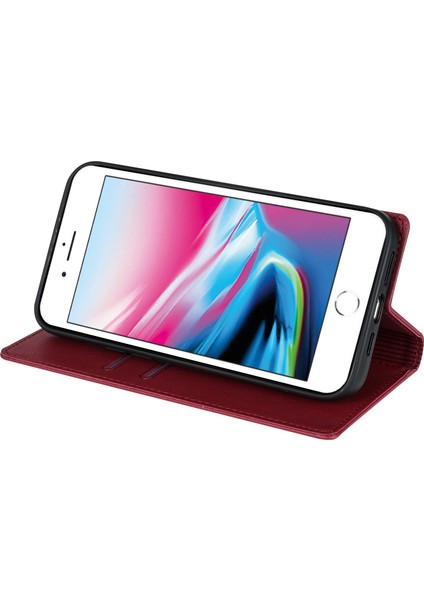 Apple iPhone7 4.7 Inç/8 4.7 Inç/ Manyetik Telefon Kılıfı Deri Deri Stand Cüzdan Kapak-Kırmızı (Yurt Dışından) modelleri
