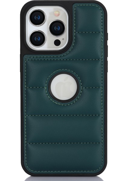 Apple iPhone13 Pro 6.1 Inç Cep Telefonu Kasası Logo Pencere Pu Deri+Tpu Arka Kapak Yeşili (Yurt Dışından)