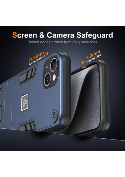 Apple iPhone14 Plus Telefon Kasası Koruyucu Sağlam Pc+Tpu Arka Kapak-Navy Mavi (Yurt Dışından)