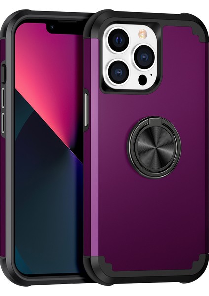Apple iPhone13 Pro Max Back Cover Finger Ring Tutucu Pc+Tpu Telefon Koruyucu Case-Dark Mor (Yurt Dışından)