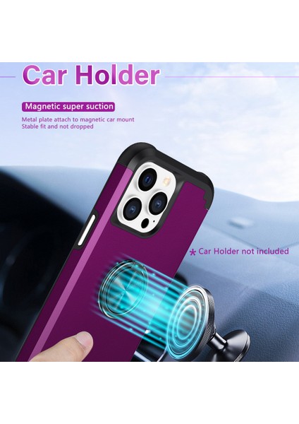Apple iPhone13 Pro Max Back Cover Finger Ring Tutucu Pc+Tpu Telefon Koruyucu Case-Dark Mor (Yurt Dışından)