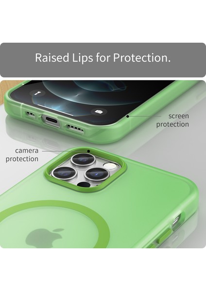 Apple iPhone12 Pro 6.1 Inç/12 6.1 Inç Yarı Saydam Mat Kapak Tpu+Pc Telefon Kılıfı Magsafe-Green ile Uyumlu (Yurt Dışından)