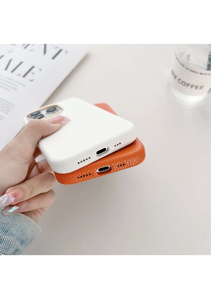 Apple iPhone14 Pro Max Manyetik Kılıf Magsafe Deri Kaplamalı Tpu Akıllı Telefon Kapak-Orange ile Uyumlu (Yurt Dışından)