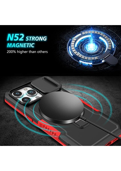 Apple iPhone14 Pro Max Case Lens Koruma Kickstand Manyetik Telefon Kapak-Red/siyah Için (Yurt Dışından) indirimleri