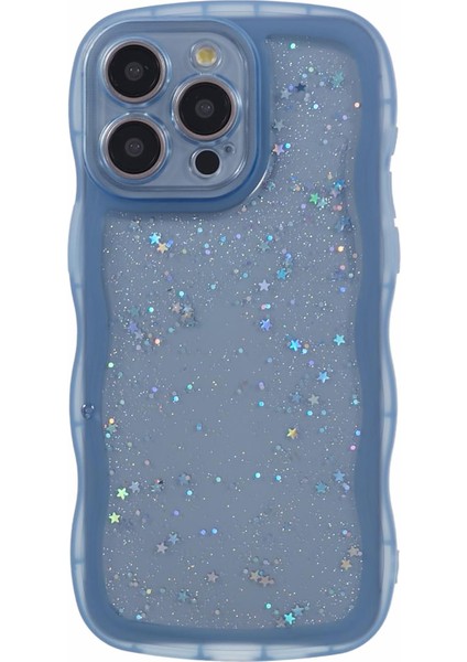 Apple iPhone14 Pro Case Epoxy Star Sequins Için Jtw Serisi Telefon Tpu Cover-Blue (Yurt Dışından)