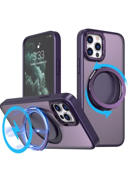 Magsafe Rotary Kickstand-Purple ile Uyumlu Apple iPhone11 Pro Max Manyetik Kılıf Için (Yurt Dışından)