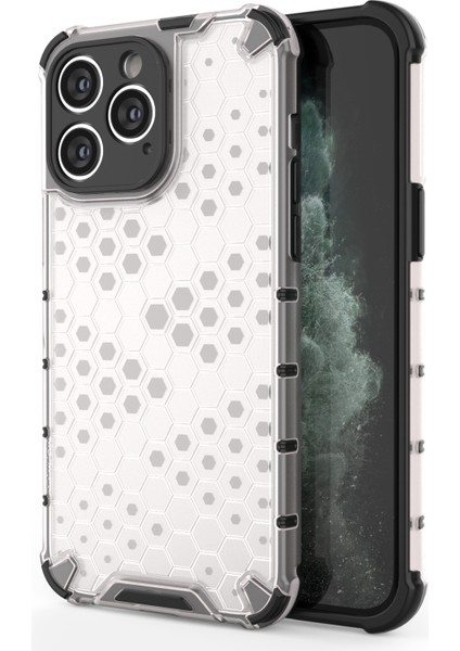 Apple iPhone15 Pro Max Honeycomb Doku Tpu+Pc Telefon Kabuğu Kapak-Beyaz Için Slim Fit Cep Telefonu Kılıfı (Yurt Dışından)