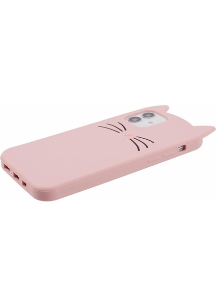 Apple iPhone12 Pro 6.1 Inç/12 6.1 Inç Kasa 3D Bıyık Kedi Yumuşak Silikon Telefon Kabuk Pembe (Yurt Dışından)