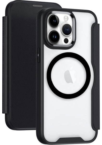Apple iPhone14 Pro Case Rfıd Engelleme Tpu+Akrilik+Pu Deri Telefon Kapağı Magsafe-Black ile Uyumlu (Yurt Dışından)