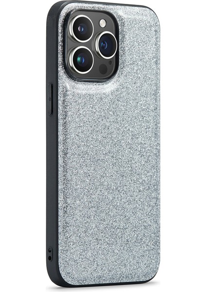 Apple iPhone14 Pro Max Case Glitter Back Shell Pu Deri+Pc+Tpu Telefon Kapak Silver (Yurt Dışından)
