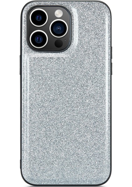 Apple iPhone14 Pro Max Case Glitter Back Shell Pu Deri+Pc+Tpu Telefon Kapak Silver (Yurt Dışından)