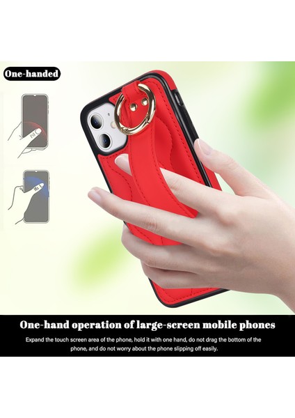 Apple iPhone11 Case Wristband Kickstand Wave Desen Anti Drop Pu+Tpu Telefon Kapak-Kırmızı (Yurt Dışından)