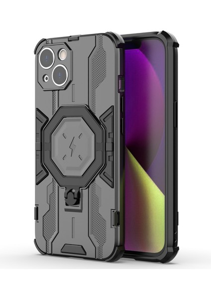 Apple iPhone14 Pc+Tpu Telefon Kasası Yüzüğü Kickstand Koruyucu Kapak-Siyah (Yurt Dışından)