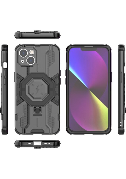 Apple iPhone14 Pc+Tpu Telefon Kasası Yüzüğü Kickstand Koruyucu Kapak-Siyah (Yurt Dışından) indirimleri