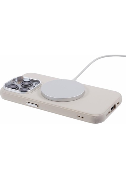 Apple iPhone13 Pro Telefon Kılıfı Için Magsafe Kablosuz Şarj Deri Arka Kapak-Beyaz (Yurt Dışından)