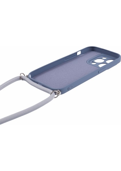 Apple iPhone14 Pro Kase Için Ka Yumuşak Tpu Fiber Astar Telefon Kapağı Long Lanyard-Lavender Gri (Yurt Dışından) fırsatları