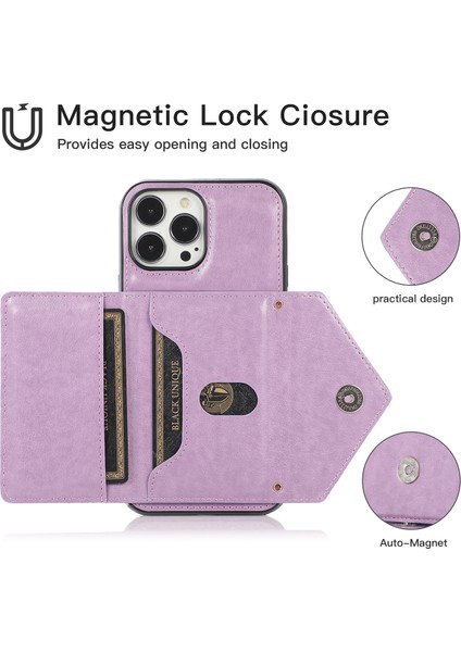 Apple iPhone13 Pro 6.1 Inç Cep Telefon Kılıfı Deri+Tpu Kart Torbası-Doğru ile Crossbody Crossbody Cover (Yurt Dışından)