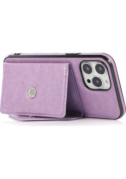 Apple iPhone13 Pro 6.1 Inç Cep Telefon Kılıfı Deri+Tpu Kart Torbası-Doğru ile Crossbody Crossbody Cover (Yurt Dışından)