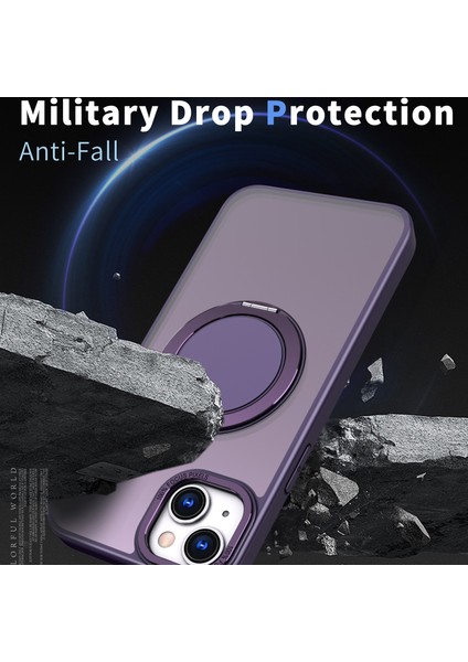 Apple iPhone14 Plus Artı Manyetik Telefon Kasası Gizli Dişli Rotary Halka Kickstand-Purple Için (Yurt Dışından) modelleri