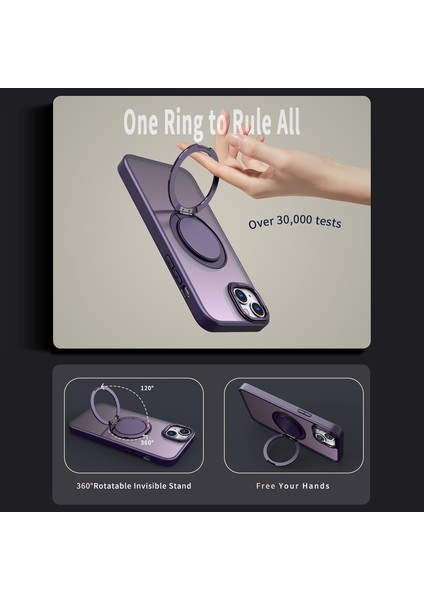 Apple iPhone14 Plus Artı Manyetik Telefon Kasası Gizli Dişli Rotary Halka Kickstand-Purple Için (Yurt Dışından) fırsatları