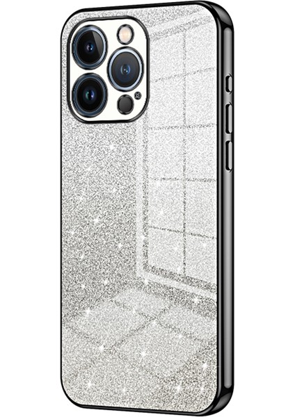 Apple iPhone13 Pro Cep Telefonu Kılıfı Hassas Kesim Elektroutlama Gradyan Glitter Tpu Cover-Black (Yurt Dışından)