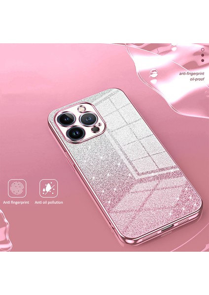 Apple iPhone13 Pro Cep Telefonu Kılıfı Hassas Kesim Elektroutlama Gradyan Glitter Tpu Cover-Black (Yurt Dışından)