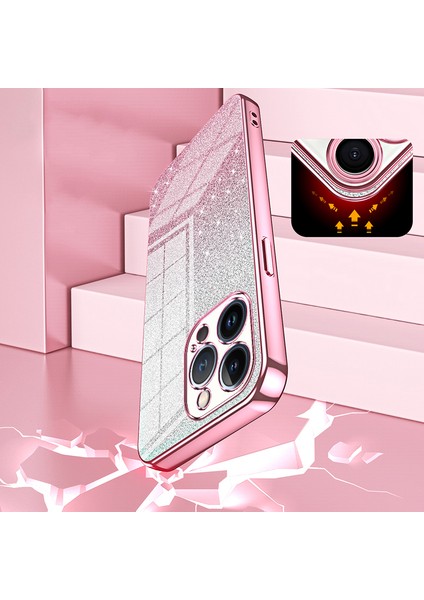 Apple iPhone13 Pro Cep Telefonu Kılıfı Hassas Kesim Elektroutlama Gradyan Glitter Tpu Cover-Black (Yurt Dışından)