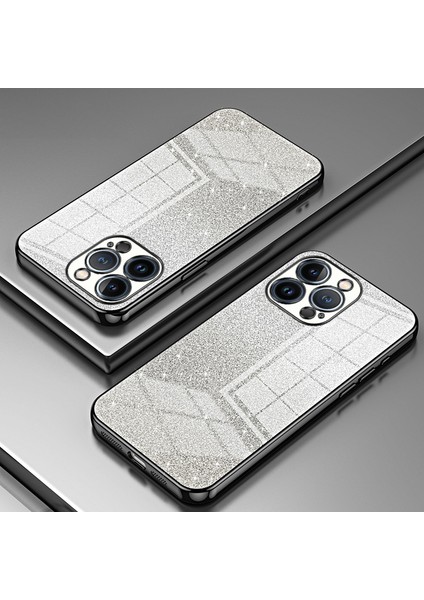 Apple iPhone13 Pro Cep Telefonu Kılıfı Hassas Kesim Elektroutlama Gradyan Glitter Tpu Cover-Black (Yurt Dışından)