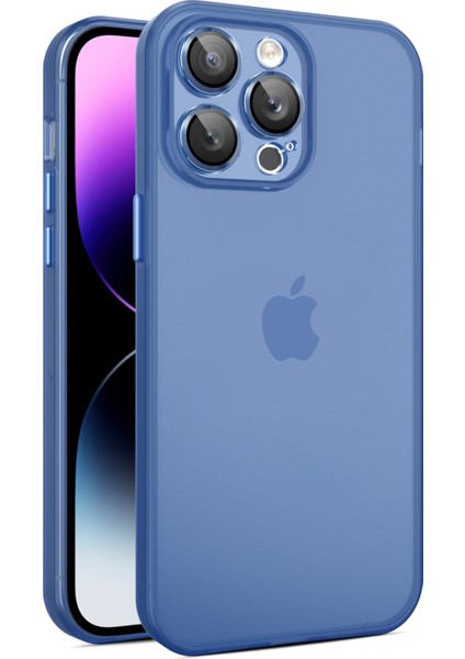 Apple iPhone14 Pro Slim Case Pc+Tpu Mat Telefon Kapağı Cam Lens Film Mavisi (Yurt Dışından)