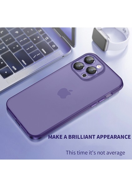 Apple iPhone14 Pro Slim Case Pc+Tpu Mat Telefon Kapağı Cam Lens Film Mavisi (Yurt Dışından)