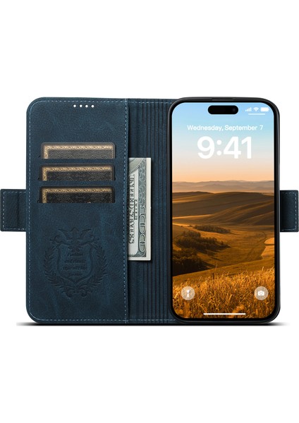 Apple iPhone12 Pro Max Için 6,7 Inçlik Kasa Manyetik Kapalı Deri Telefon Kabuğu Magsafe-Mavi ile Uyumlu (Yurt Dışından) fiyatları