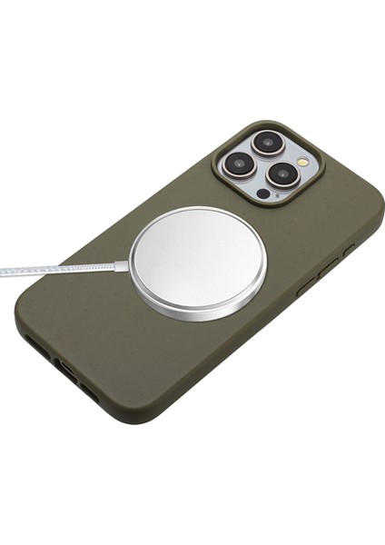 Apple iPhone13 Pro 6.1 Inç Için Kasa Çevre Dostu Saman Yumuşak Tpu Ince Koruyucu Kapak Lanyard-Army Green (Yurt Dışından)
