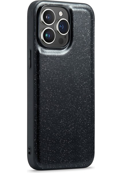 Apple iPhone13 Pro Case Glitter Pu Derisi Kaplamalı Pc+Tpu Damla Geçirmez Telefon Kapak Black (Yurt Dışından)