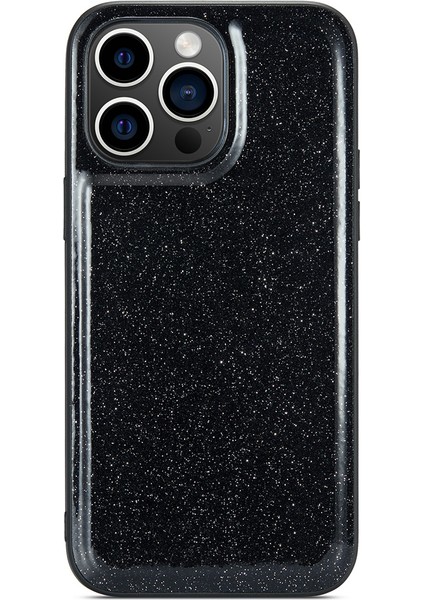 Apple iPhone13 Pro Case Glitter Pu Derisi Kaplamalı Pc+Tpu Damla Geçirmez Telefon Kapak Black (Yurt Dışından)