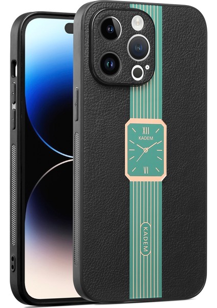 Apple iPhone14 Pro Max Case Pu Pu Deri Kaplamalı Tpu+Pc Elektraplatma Telefon Kapak Yeşili (Yurt Dışından)