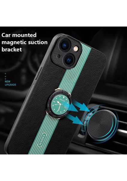 Apple iPhone13 Mini 5.4 Inç Vaka Izle Desen Anti-Drop Telefon Kapağı Ring Kickstand-Green (Yurt Dışından)