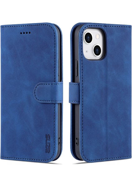Apple iPhone15 Çizgiye Karşı Çizelge Anti Telefon Kapağı Stand Standı Pu Deri Deri Toz Geçirmez Cep Telefonu Kılıf Mavisi (Yurt Dışından)