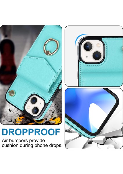 Apple iPhone13 Mini 5.4 Inç Kasa Akordeon Stili Pu+Tpu Rfıd Engelleme Kickstand Telefon Kapağı Kayış Nane Yeşil (Yurt Dışından) indirimleri