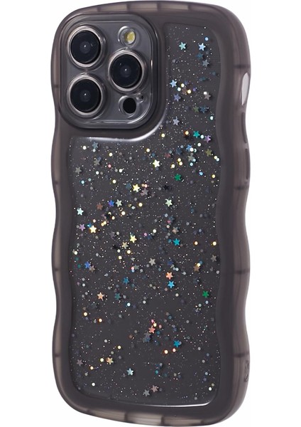 Apple iPhone13 Pro Case Glitter Stars Için Jtw Serisi Tpu Wavy Edge-Black ile Telefon Kapağı (Yurt Dışından)
