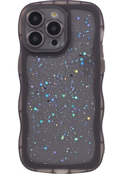 Apple iPhone13 Pro Case Glitter Stars Için Jtw Serisi Tpu Wavy Edge-Black ile Telefon Kapağı (Yurt Dışından) modelleri