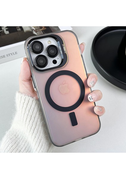 Apple iPhone12/12 Pro Case Camer Kickstand Imd Pc+Tpu Telefon Kapağı Magsafe-Black ile Uyumlu (Yurt Dışından)