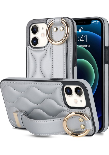Apple iPhone12 Mini Case Wave Potu Pu+Tpu Kickstand Telefon Kapak Silver (Yurt Dışından)