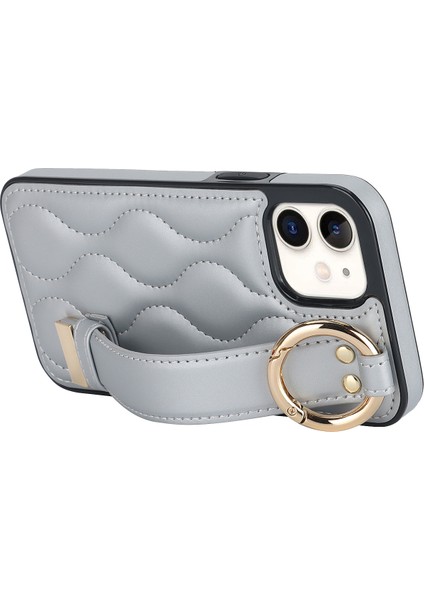 Apple iPhone12 Mini Case Wave Potu Pu+Tpu Kickstand Telefon Kapak Silver (Yurt Dışından)