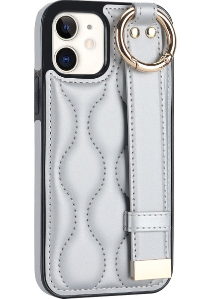 Apple iPhone12 Mini Case Wave Potu Pu+Tpu Kickstand Telefon Kapak Silver (Yurt Dışından)