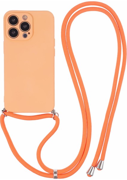 Apple iPhone13 Pro Case Için Long Lanyard-Orange ile Ka Tpu Fiber Astar Telefon Kapağı (Yurt Dışından)