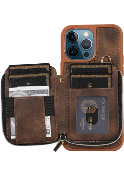 Apple iPhone12 Pro Max Imum Cep Telefon Kılıfı Strap Pu Deri+Tpu Kickstand Cover-Brown (Yurt Dışından) fiyatları